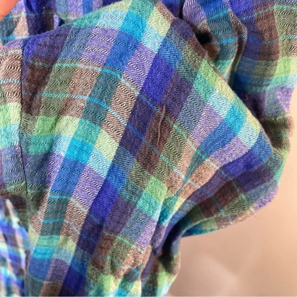 Pilcro | Anthropologie Hadley Relaxed Button Down Shirt Blue Green Size XL - Picture 11 of 13